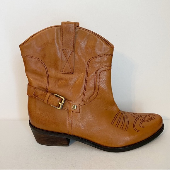 Franco Sarto Shoes - Franco Sarto Cognac Leather Waco Western Boots - 7.5